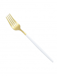 Matte White & Gold Salad Fork